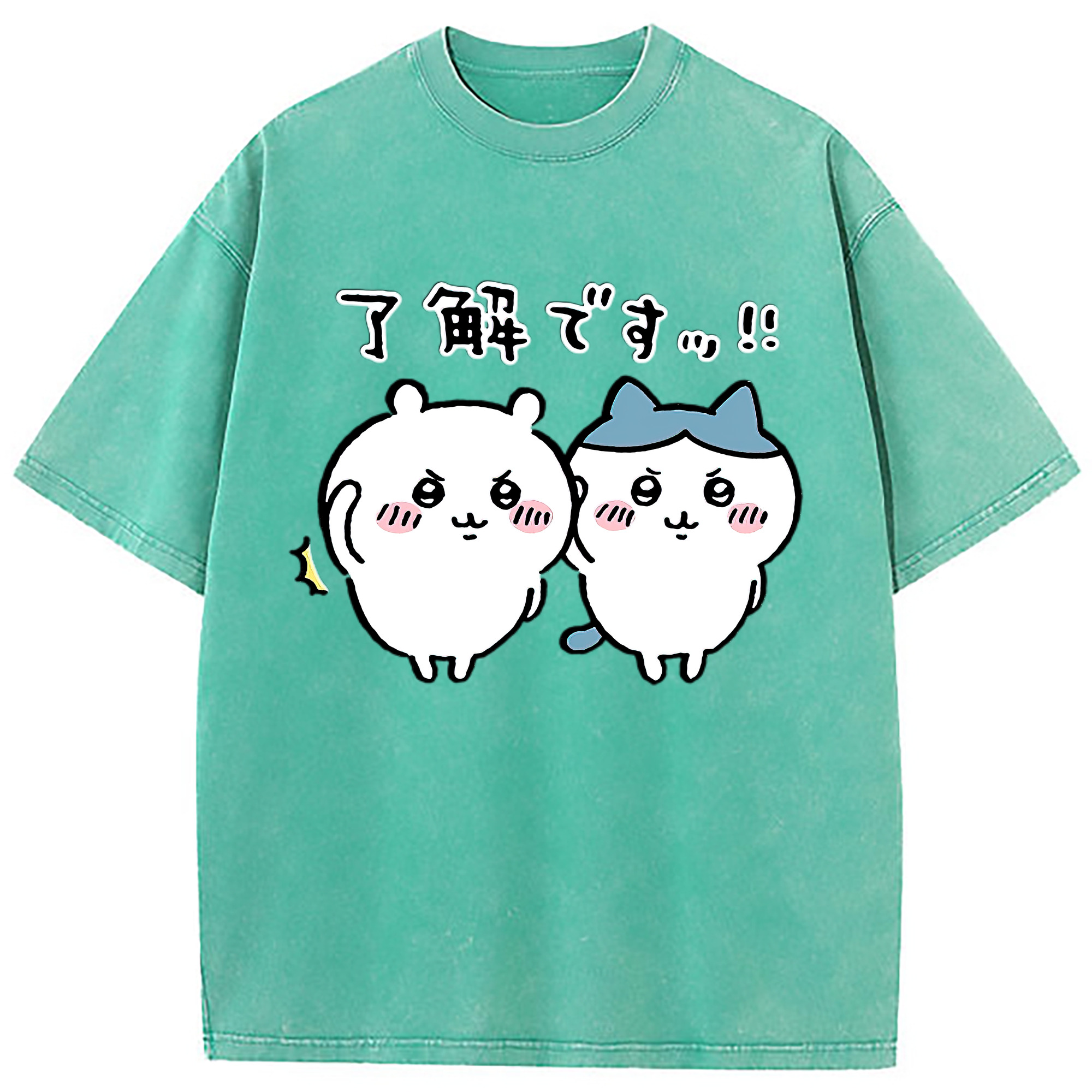 （画像用） ちいかわ ハチワレ Chii-kawa hachiware 綿100% ヴィンテージ風 半袖Tシャツ（フロントプリント）